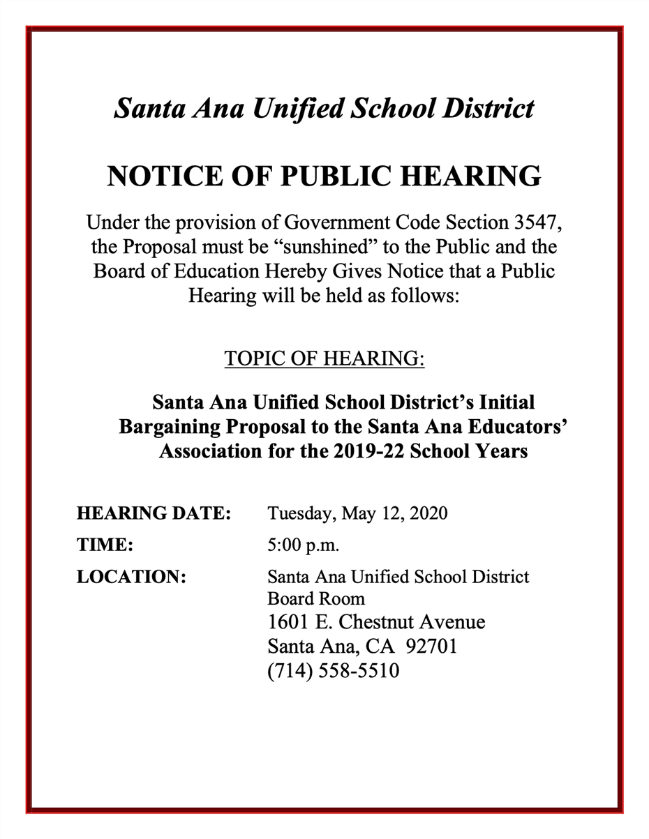 Notice of Public Hearing 